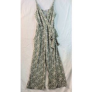 Kaileigh Sage Green Floral Wrap Jumpsuit
